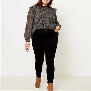 Loft plus black  high waist skinny corduroy pants size 14